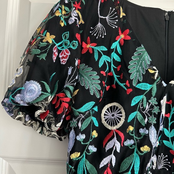 Sam Edelman Puff-Sleeve Mesh Embroidered Dress - Picture 8 of 10